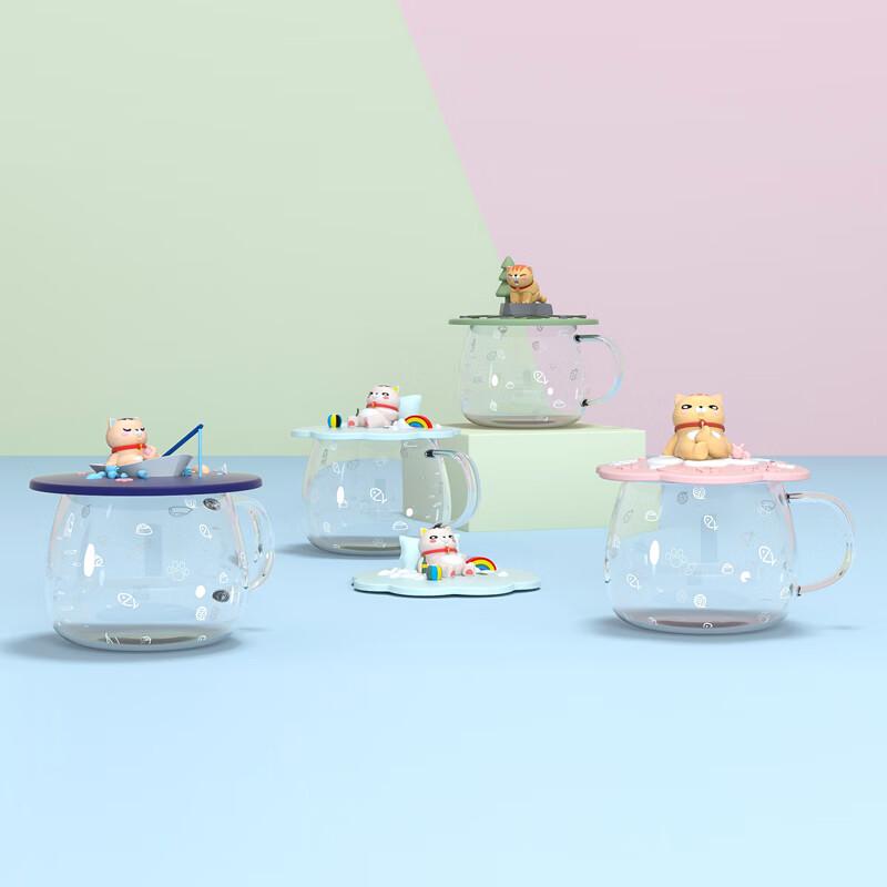 Kawaii Cartoon Stainless Steel Water Bottle with Glass Lid