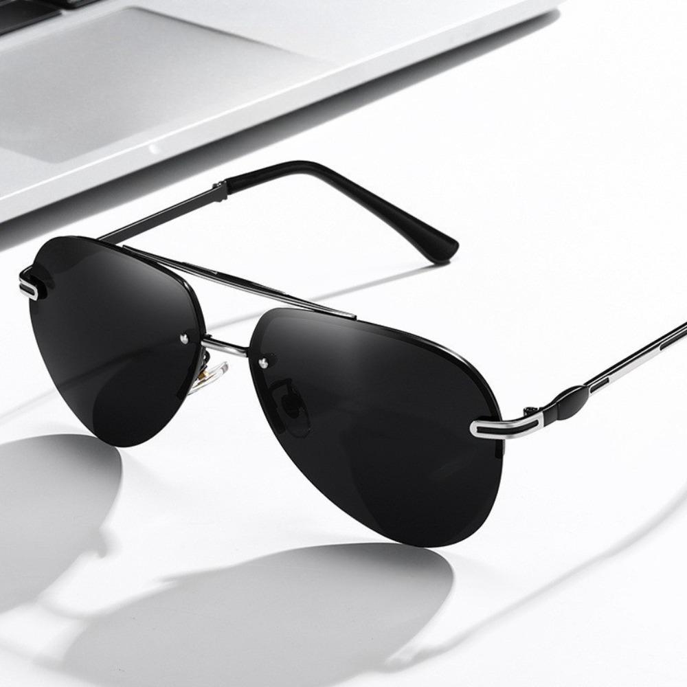 European and American Trend Frameless Polarized Sunglasses Men's UV Resistant UV400 Glasses Driver's Driving Frog Sunglasses