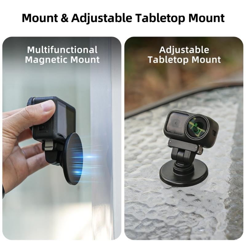 Quick Detach Magnetic Camera Base for Action 6 Sports Cameras Mount with 180Degree Rotations Standard 1/4Inch Hole Mount