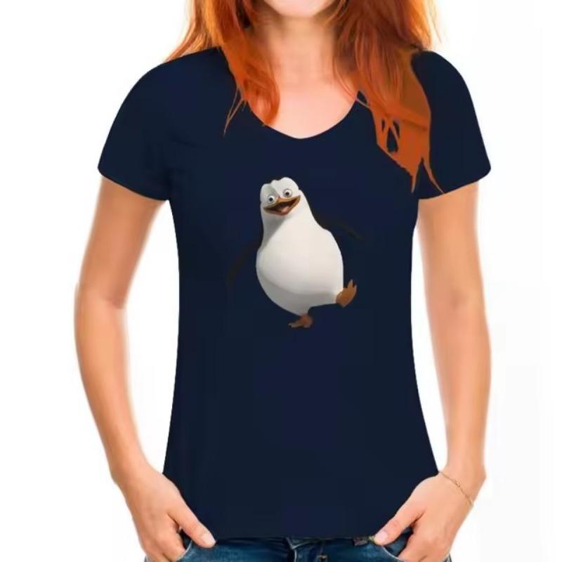 Women's 3D Printed Penguin T-shirt Short Sleeved Animal Casual Wear Cool Street Summer Fashion Hot Selling Comfortable