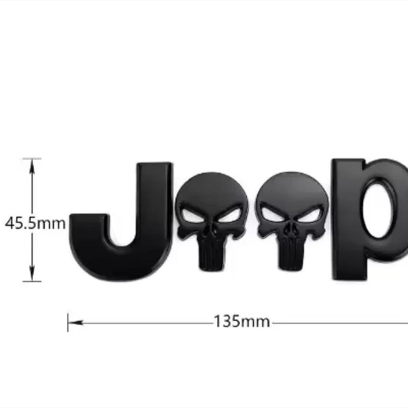 3D Metal Skull Emblem Badge For Jeep Auto Car Stickers Accessories For Jeep Cherokee Wrangler Liberty Compass Car Styling
