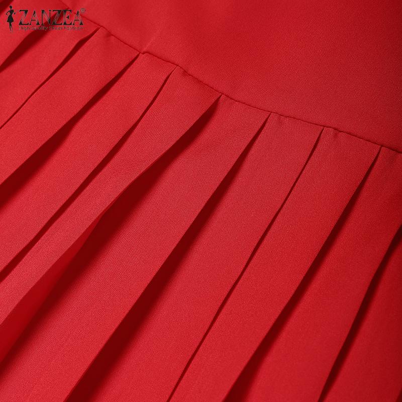 ZANZEA Women Summer V-Neck Casual Short Sleeve Dress