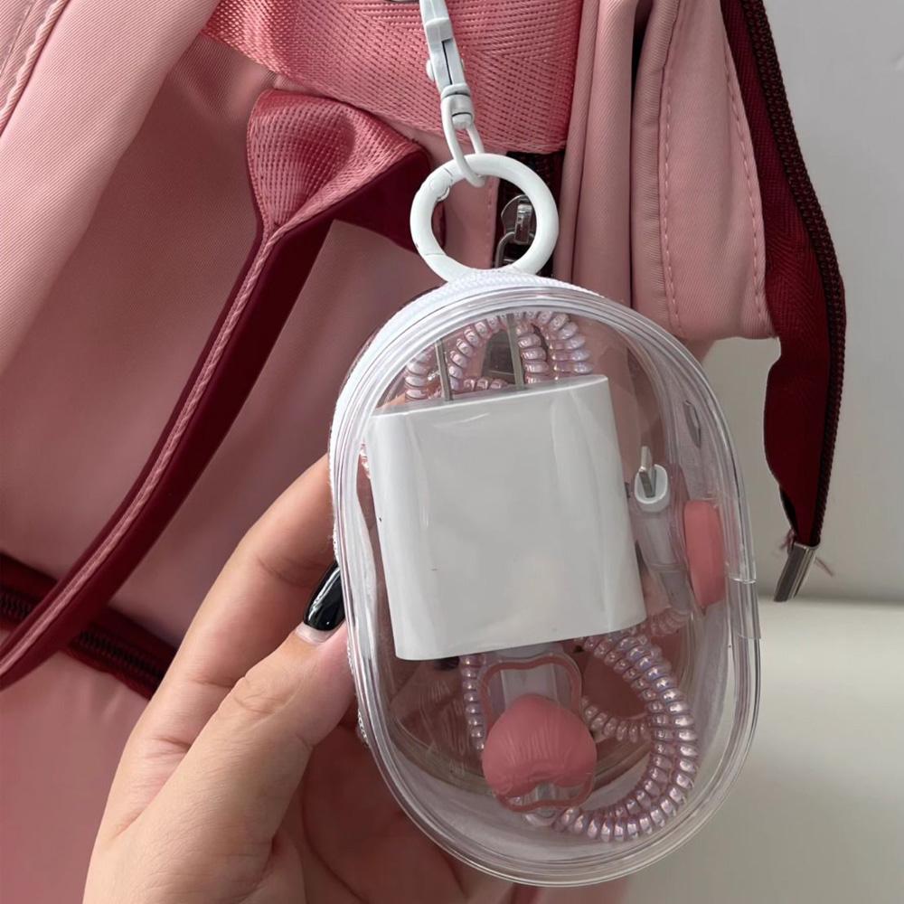 Transparent Storage Box Jewelry Organizer Data Cable Protective Cover Portable Doll Toy Pouch Keychain Bag Zipper Coin Purse