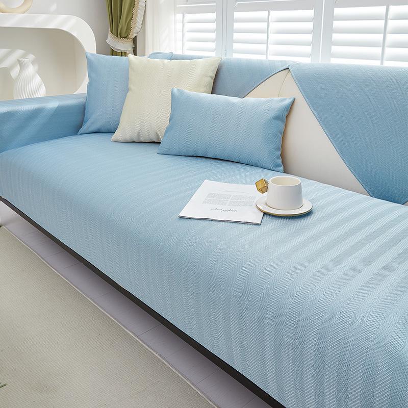 Ice Silk Sofa Cushion Set - Summer Cool Non-Slip Full Cover with Backrest, 2025 Edition