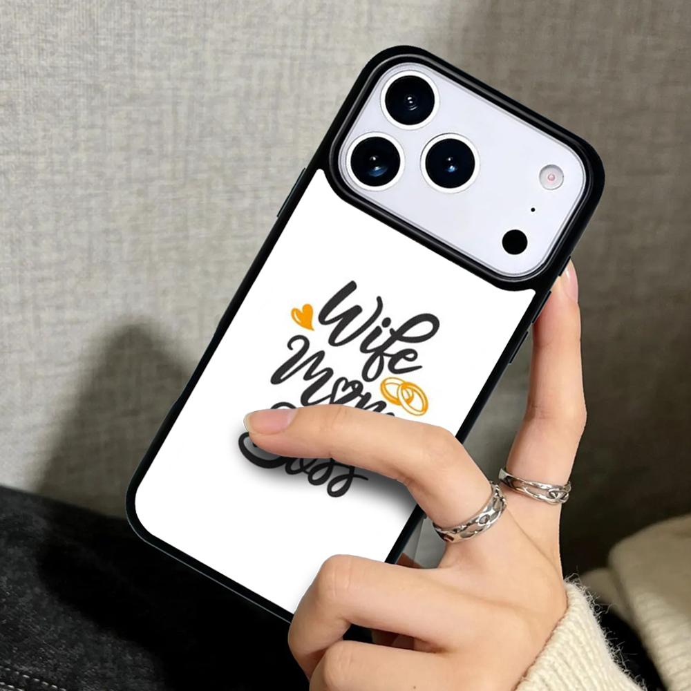 Capa Case for iPhone 17 Air 16 Pro Max 15 Plus 11 13 Mini 14 12 Back Phone Cover Wife Mom Boss Quotes