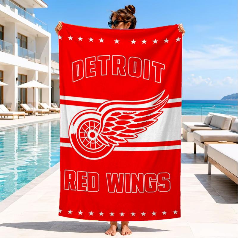 Detroit Red Wings Wappen Strandtuch, Super Weiche Mikrofaser, Perfektes Geschenk für Sie/Ihn, Geburtstag, für Pool, Strand, Reisen, Dekoration Strandparty