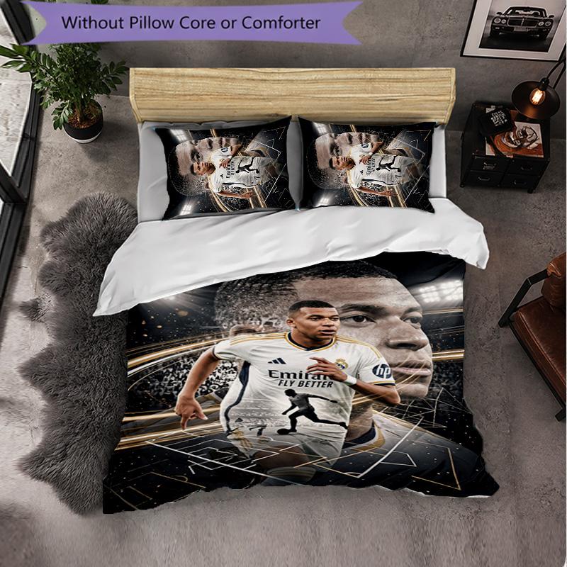 Kylian Mbappe Themed Bedding 3Pcs Duvet Cover Set Decorative Bed Linen For Teen Room Home Decoration