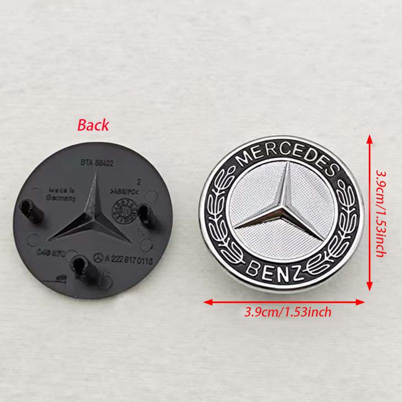 AABHA1 39mm 3pins 3D ABS Blue Black Car Front Star Hood Emblem Bonnet Logo Badge For Mercedes Benz W222 W213 S E Class Accessories