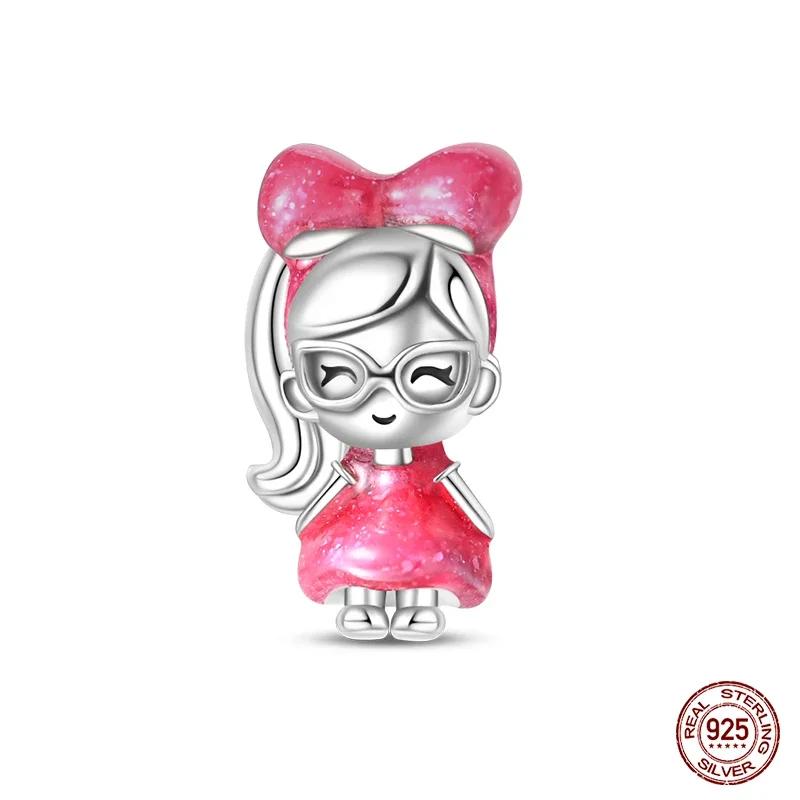 100% Copper Fashion Pink Princess Skirt Bag Lipstick Charms Beads Fit Original Bracelets Diy Jewelry Gifts