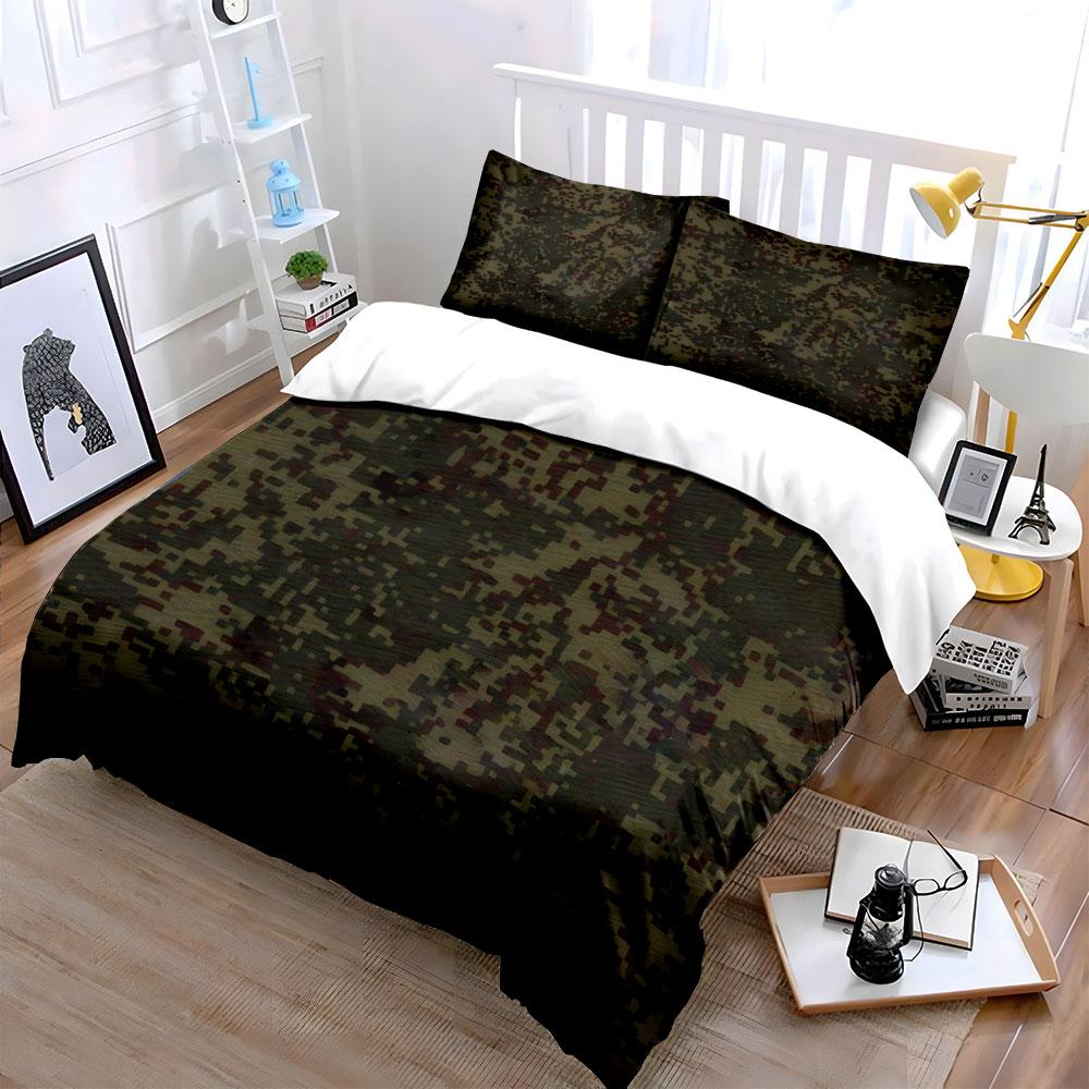 Grosstor Unisex Camouflage Three-Piece Outdoor Set Kid's And Adults' Bedroom Decor, Exquisite Three-Piece Bedding Set Gift