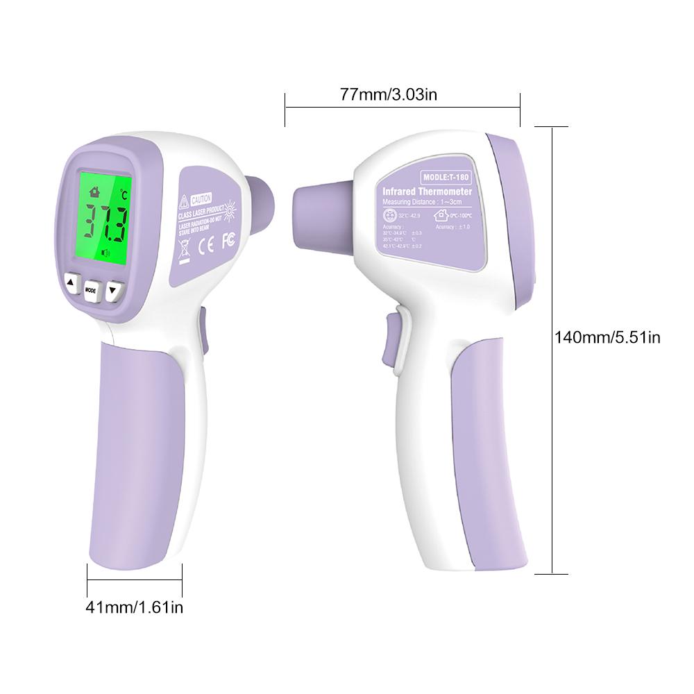 Cyfrowy termometr na podczerwień LCD Bezdotykowy termometr na podczerwień do pomiaru temperatury czoła Termometr do pomiaru gorączki Dwufunkcyjny miernik temperatury z alarmem gorączki Przechowywanie danych