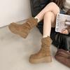 Fashion 2025  NEW Fashion Style Women Shoes Heel Height Platform Suede Mid Calf Boots Woman Ankle Boots Decor Woman Boots 6546