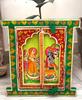 Hand Painted Radha Krishna Wooden Jharokha: Indian Art Wall Decor