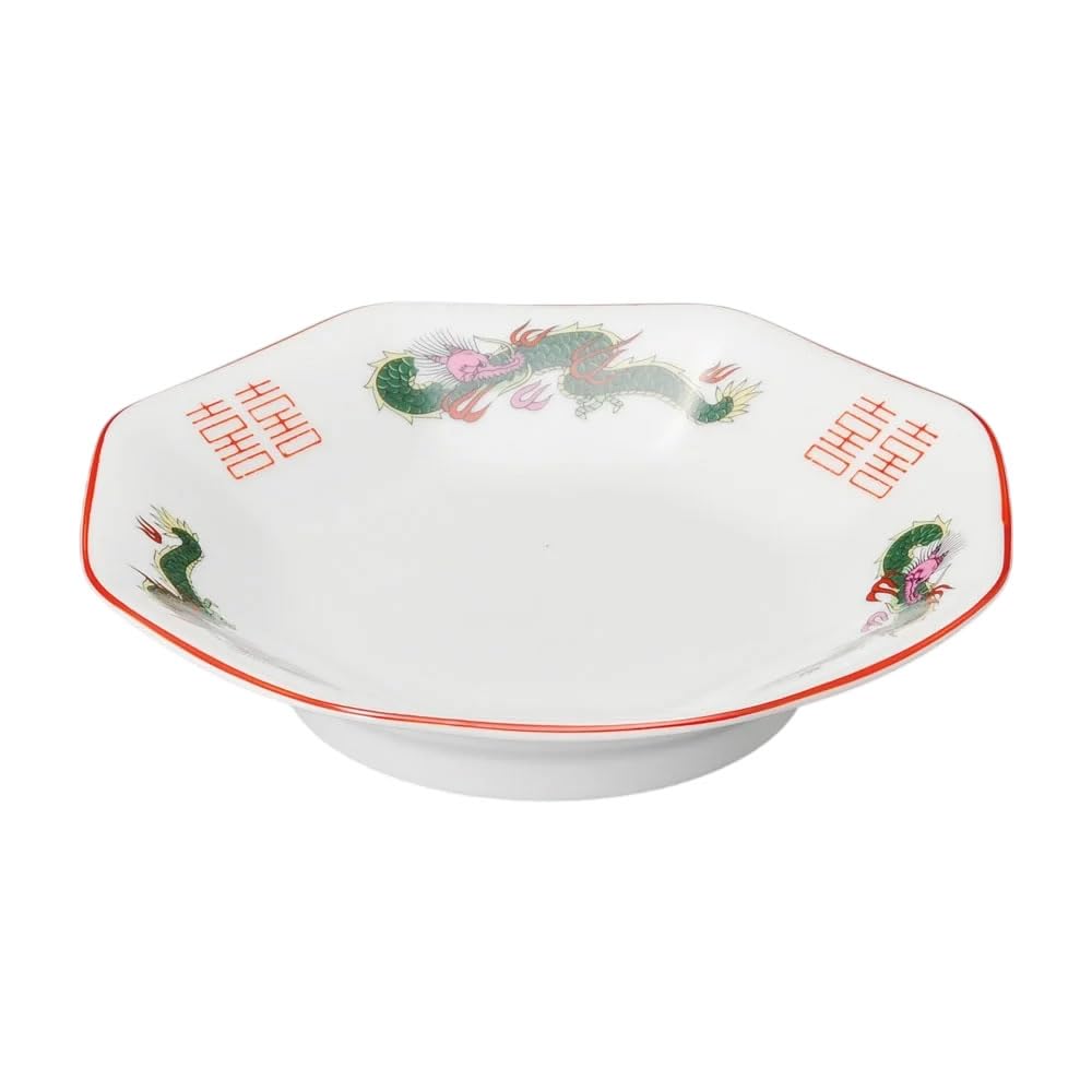 Mitsuryu Octagonal Plate X Chinese Fried Rice Plate by Setomonohonpo High-Footed [18.5 4.5cm]
