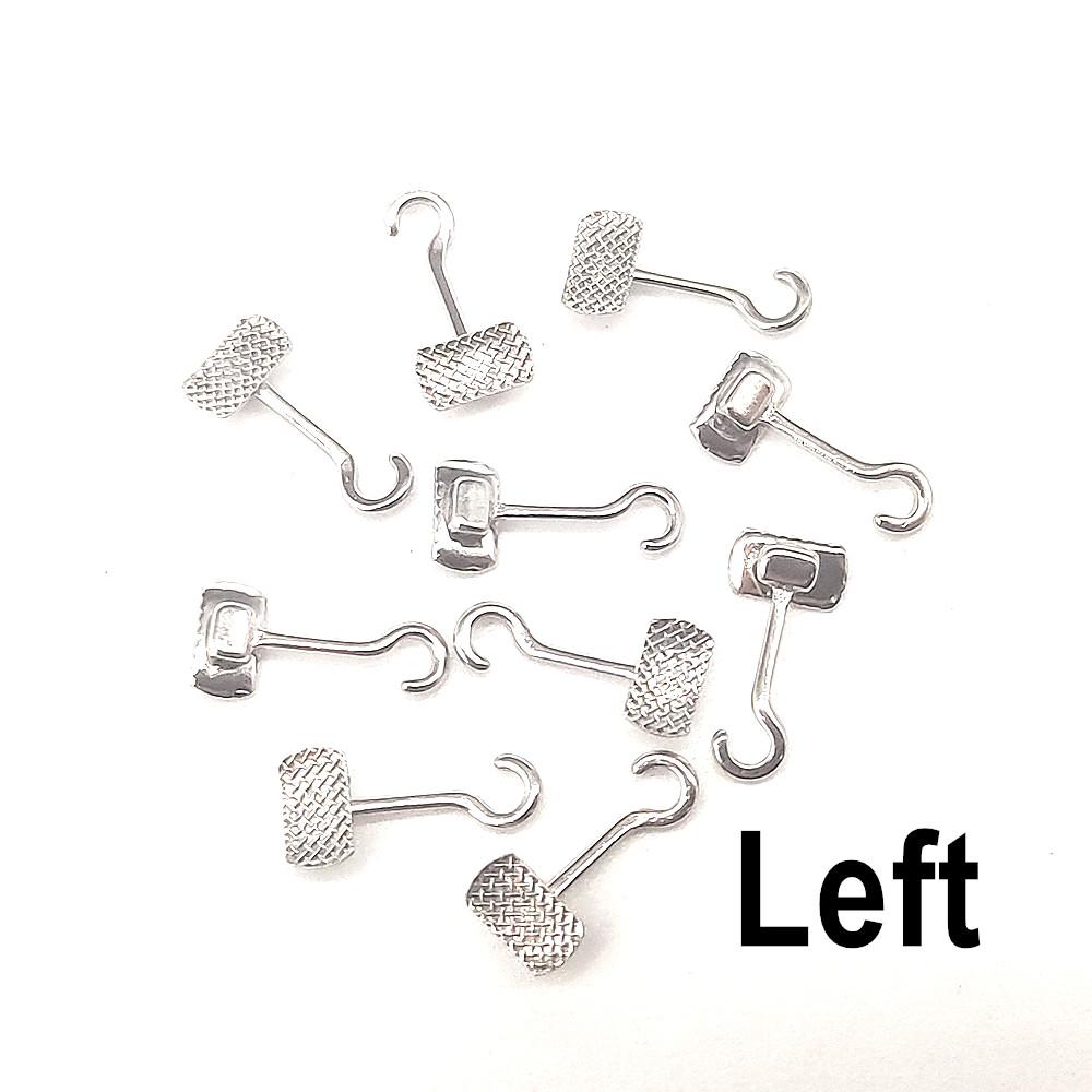 Dental Kieferorthopädische Schiebe Crimpbaren Haken Crimpen Haken Mesh Basis Bondable Monoblock Rechts/Links Zahnarzt Zubehör Material