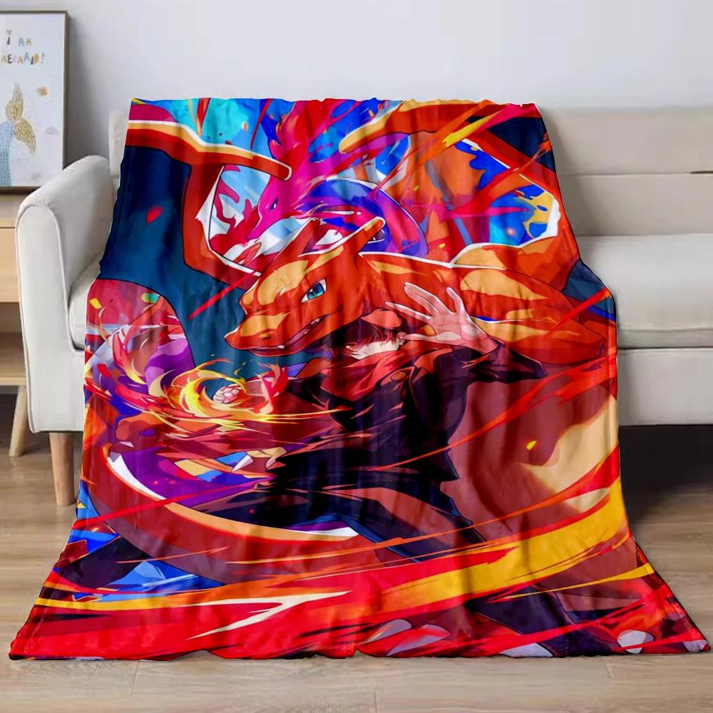 31 Style Anime Pokémon Charizard Cartoon Flannel Blanket for Sofa Home Sofa Student Blankets Children Student Nap Girl Kids Gift