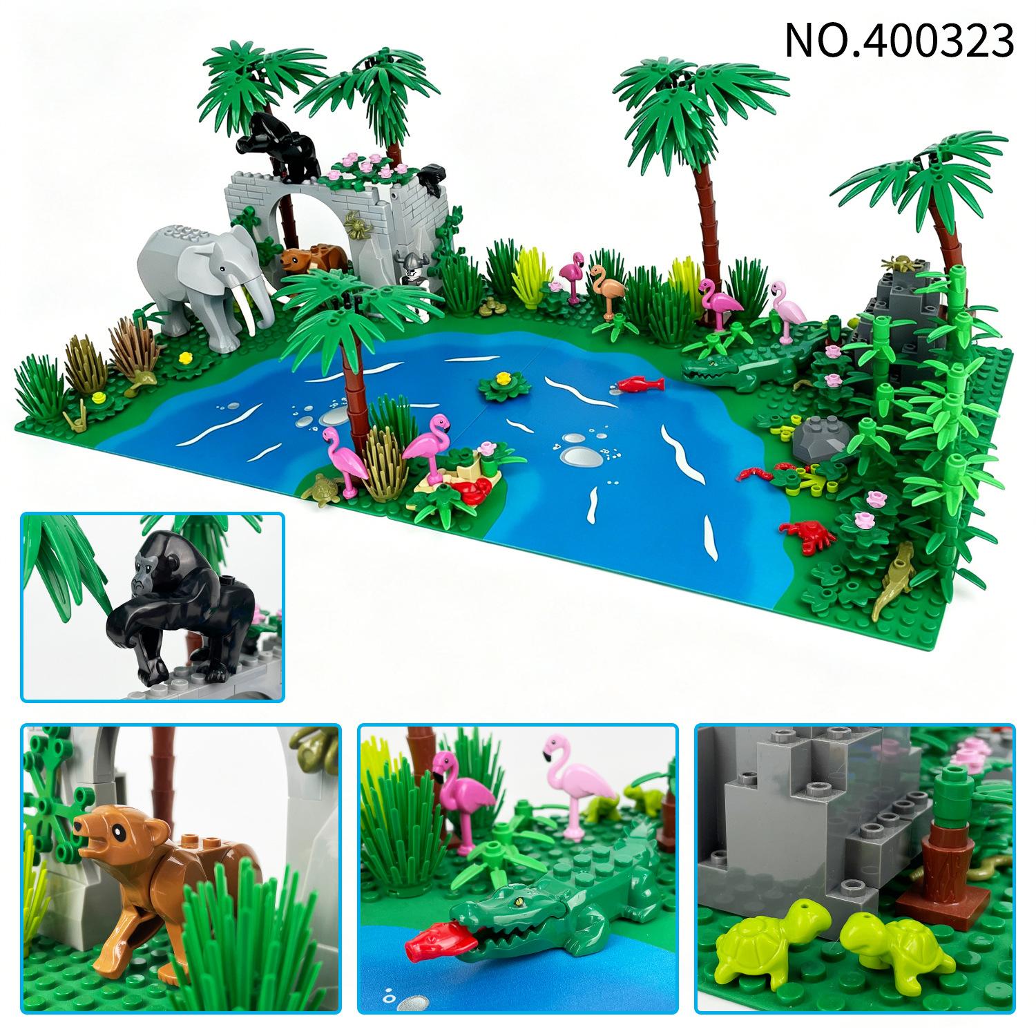 Creative Series Tropical Rainforest Forest River Scene Building Blocks Toys