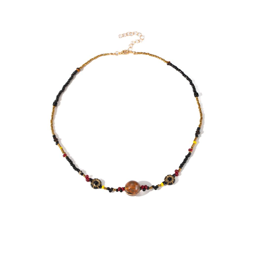 Fair Island Style Ethnic Style Coffee Color Beaded Necklace Minimalist Style Women'S Niche Retro Collarbone Chain