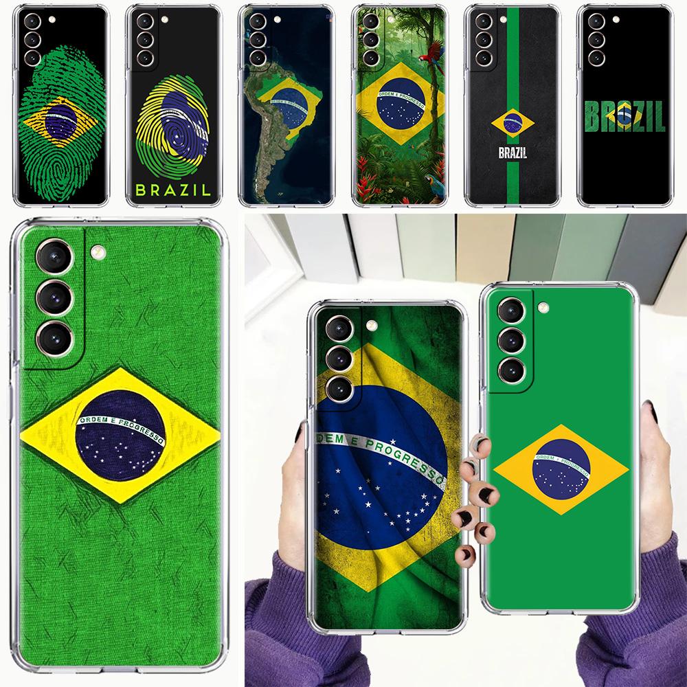 Etui Na Telefon Dla Samsung Galaxy S26 S25 S24 S23 S22 Ultra S20 S21 FE 5G Plus Miękkie Przezroczyste Pokrowiec Duża Flaga Brazylii
