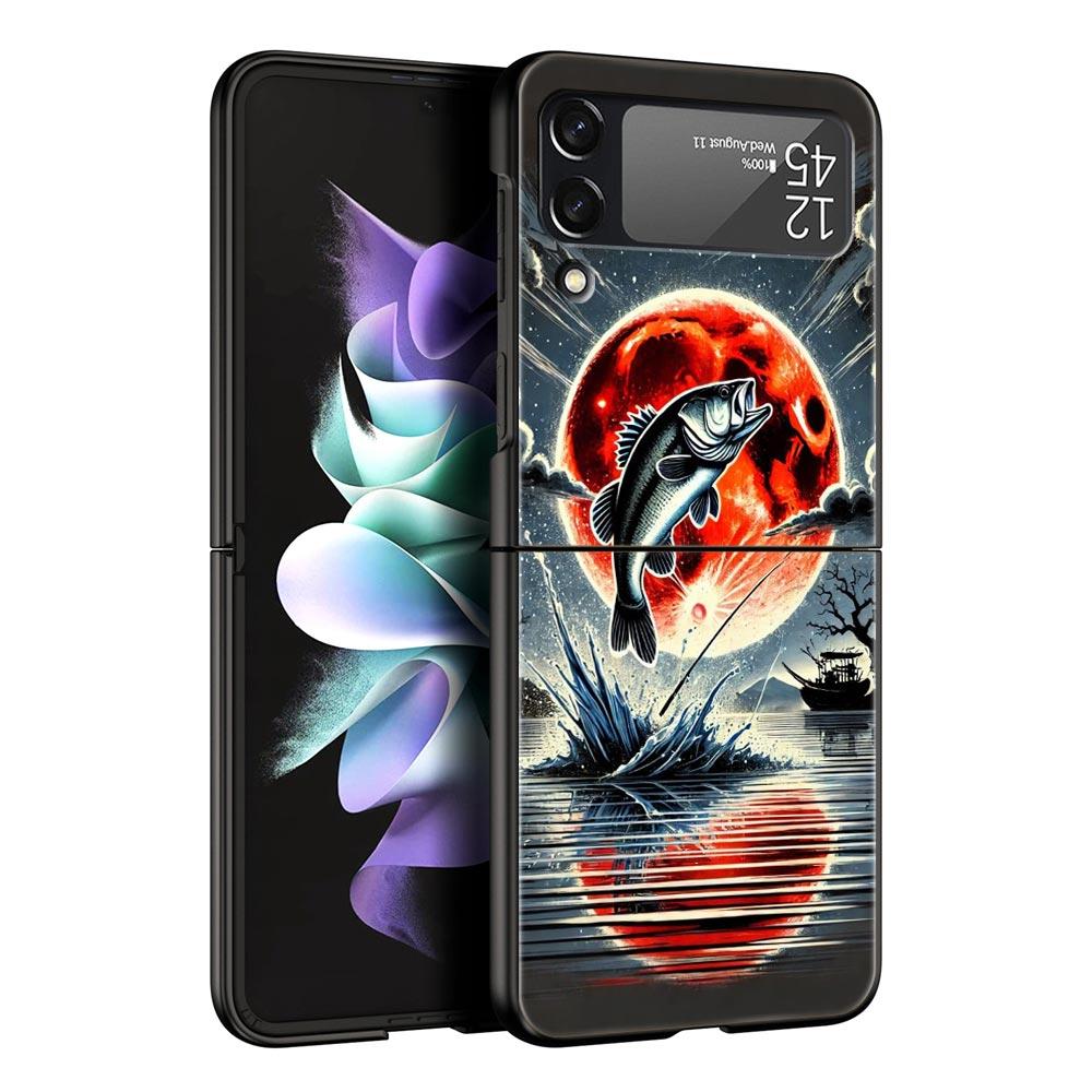 Hunting Fishing Man Hard PC Phone Case For Samsung Galaxy Z Flip 7 6 5 4 Black Cover For Galaxy Z Flip 3 Foldable Fundas Shell