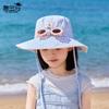 Children's hat Fresh striped sunscreen hat Girls outdoor outing visor hat with sunglasses strapped big eaves bucket hat