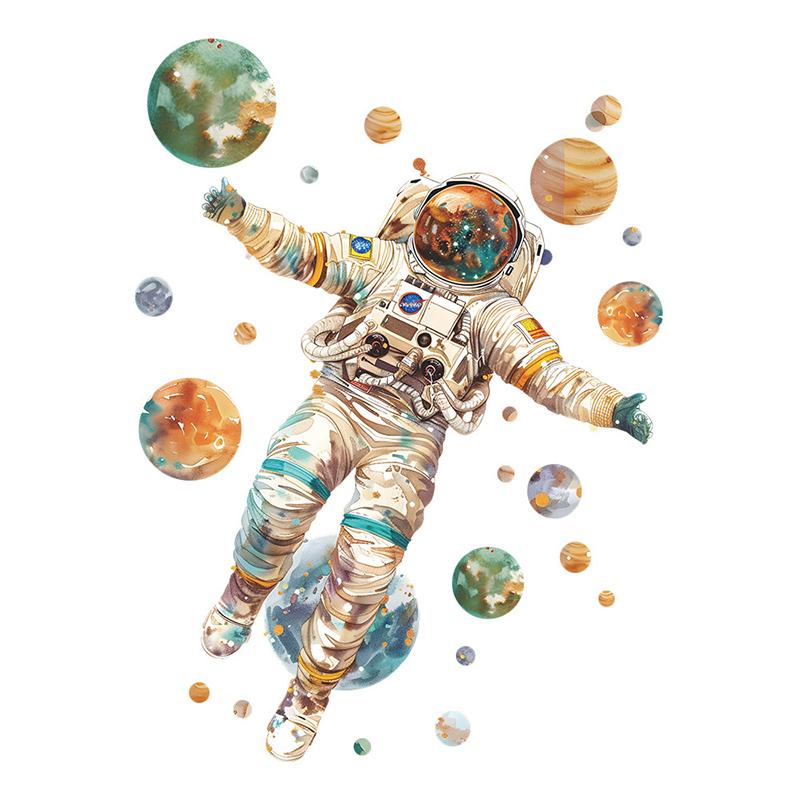 Cartoon Dream Astronaut Planet Wall Stickers Children'S Room Background Decals Bedroom Home Decor Mural