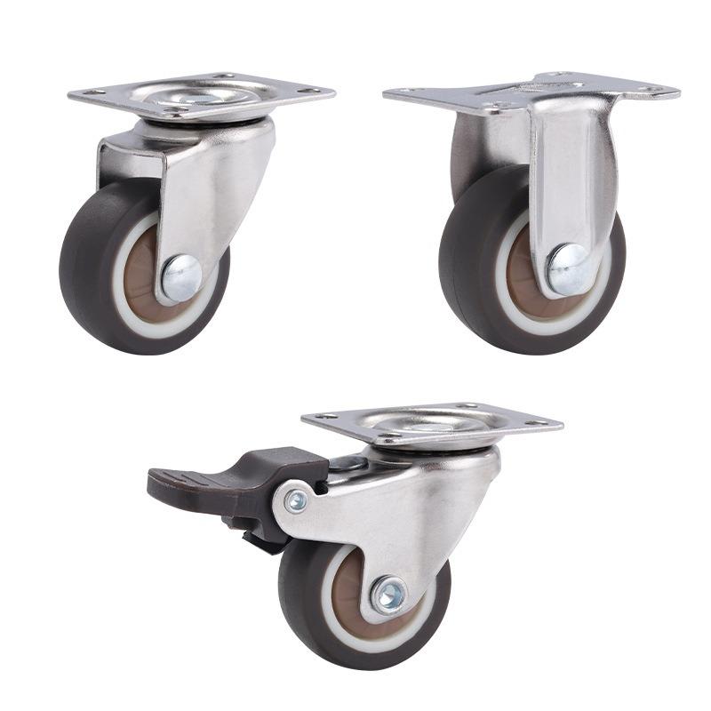 1PC silent universal wheel, furniture small pulley TPR soft rubber with brake casters