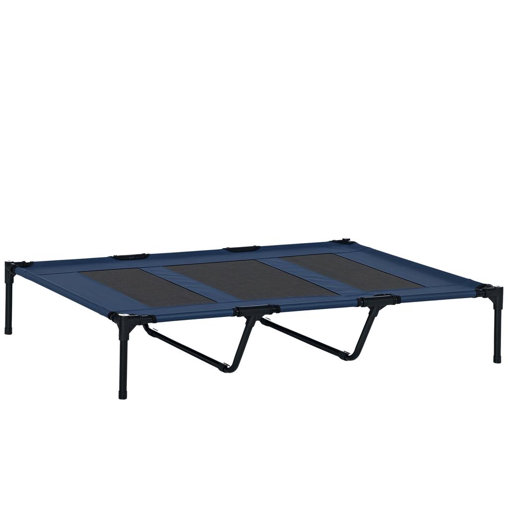 Dog Bed, Foldable, Outdoor Dog Bed, Elevated Stand, 122 Cm X 92 Cm X 23 Cm, Blue + Black