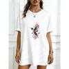 Oversized T Shirt Dress Black Hummingbird And Flowers Print Casual Wear