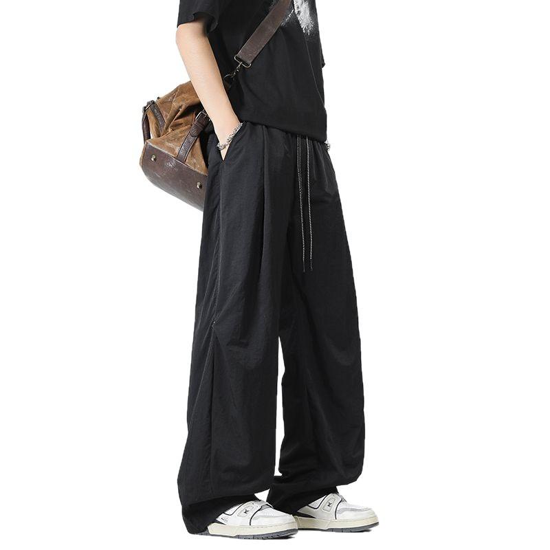 American fashion trendy brand outdoor tooling casual pants men's trend versatile loose wide-leg straight lace-up long pants