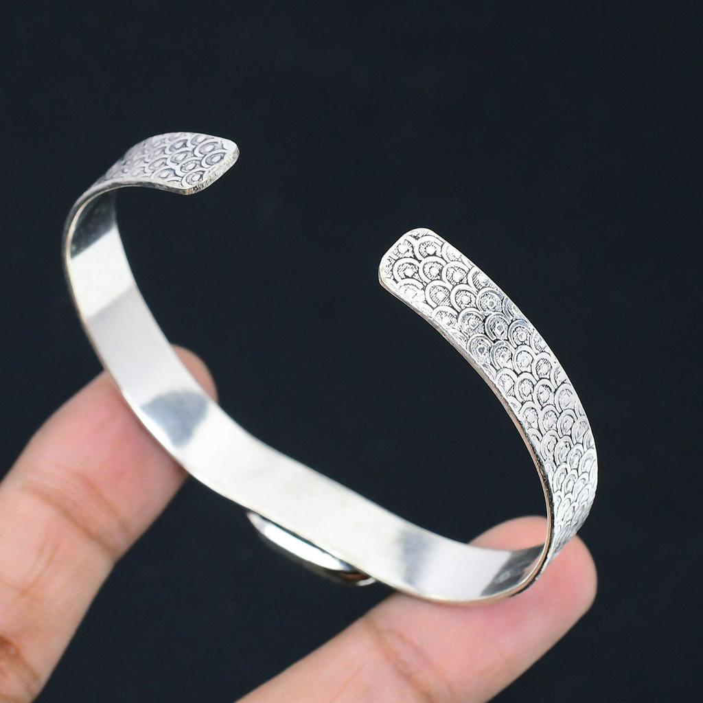 Oval American Dichroic Glass Gemstone 925 Sterling Silver Art Deco Wife Bangle