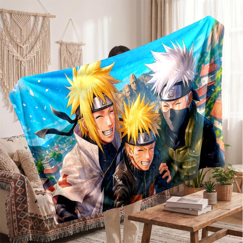 Naruto Uzumaki Printed Flannel Blanket, Skin Friendly Warm Throw for Indoor Couch Bed Daily Use