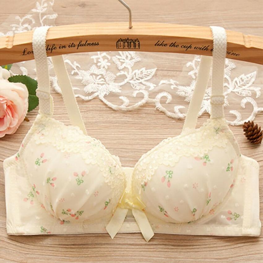 Bras for Women Brassiere Push Up Bra Padded Seamless Bralette Panties Floral Wired Breathable Thin Comfy