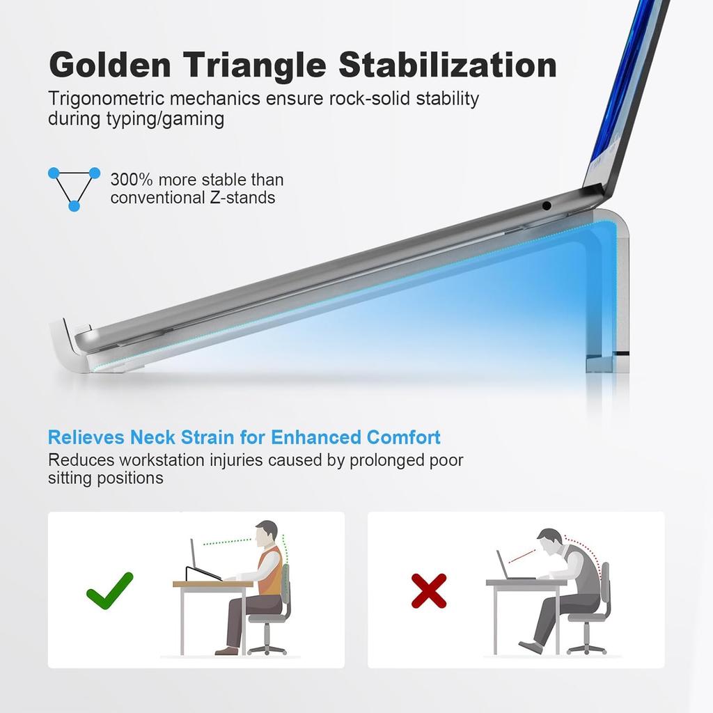 A Foldable Laptop Stand Suitable for Desktops, A Universal Laptop Ventilation Stand in Silvery
