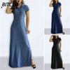 Rochii Casual Casual de Vară Primăvară cu Mânecă Scurtă, Guler Polo, Culoare Uni, Imprimeu