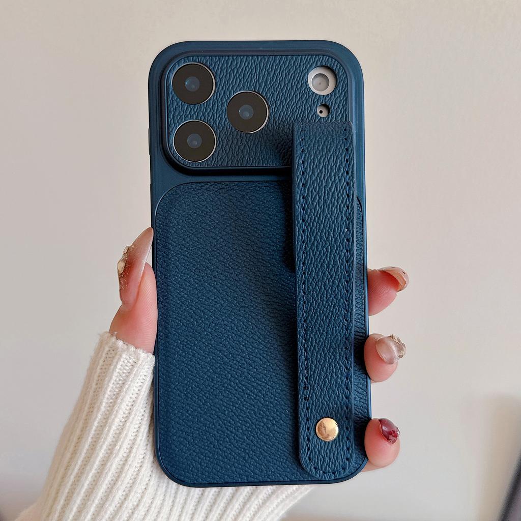 Wristband Leather Skin Hybrid Phone Case For iPhone 17 Pro Max iPhone 16 15 14 13 Pro Max with Hand Strap PC+PU Matte Anti-skid Hard Cover