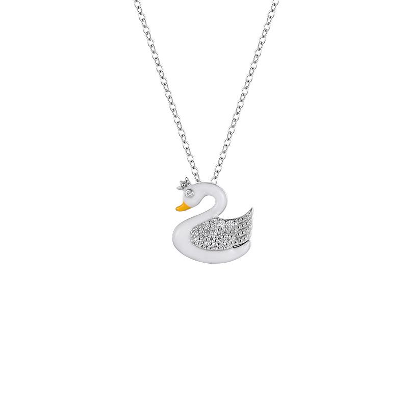 

Hengyi Zhan Dreamy Swan Pendant Necklace for Women - S999 Silver, Light Luxury Clavicle Chain Pure Silver
