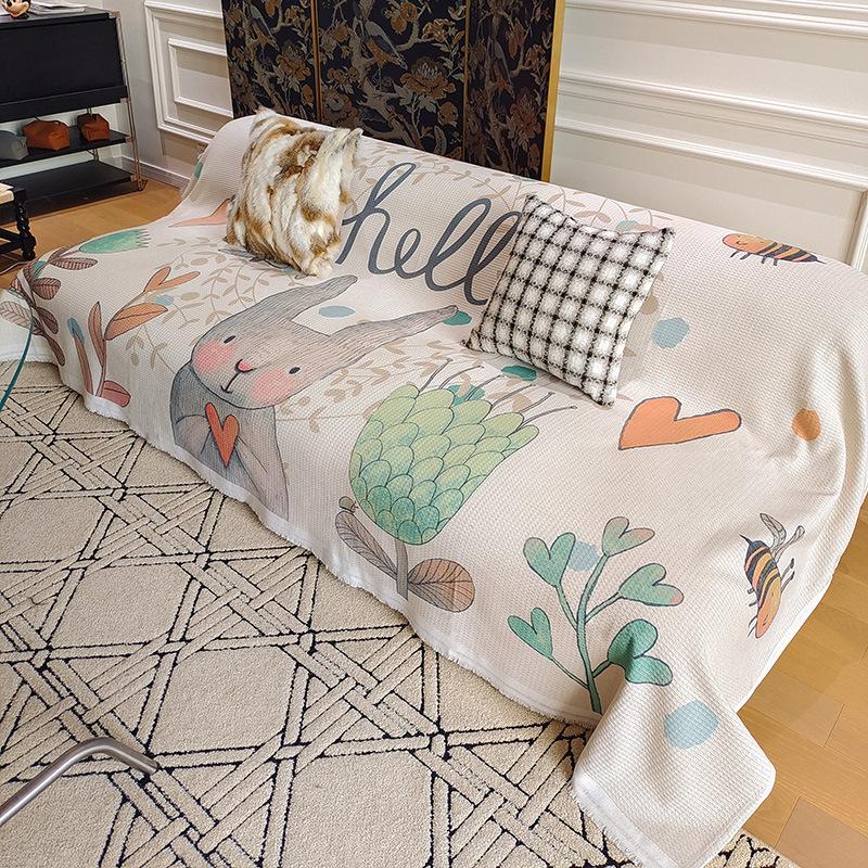 Nordic Ins Wind Sand Hair Towel Full Cover Cloth Cotton Dust Cover Sofa Cover Blanket Four Seasons General Sofa Cushion Cover Cover