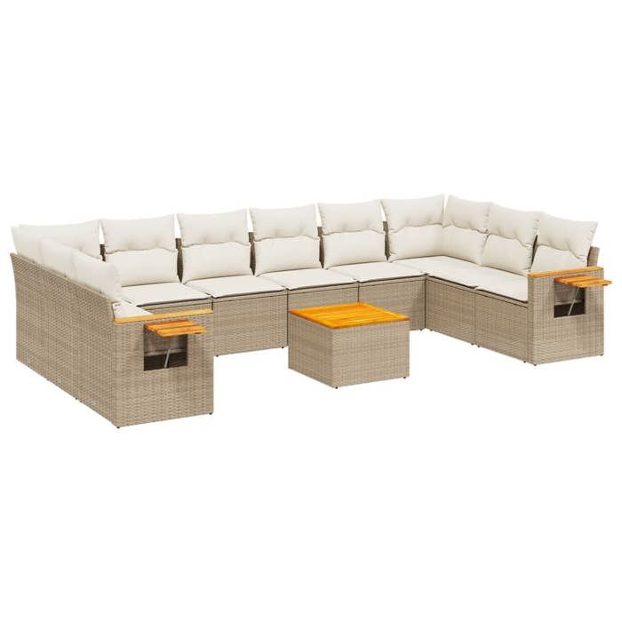 VidaXL Salon de Jardin avec Coussins 11 pcs, Canapés de Terrasse, Ensemble de Meubles de Patio, Mobilier d'Extérieur, Beige 3227171