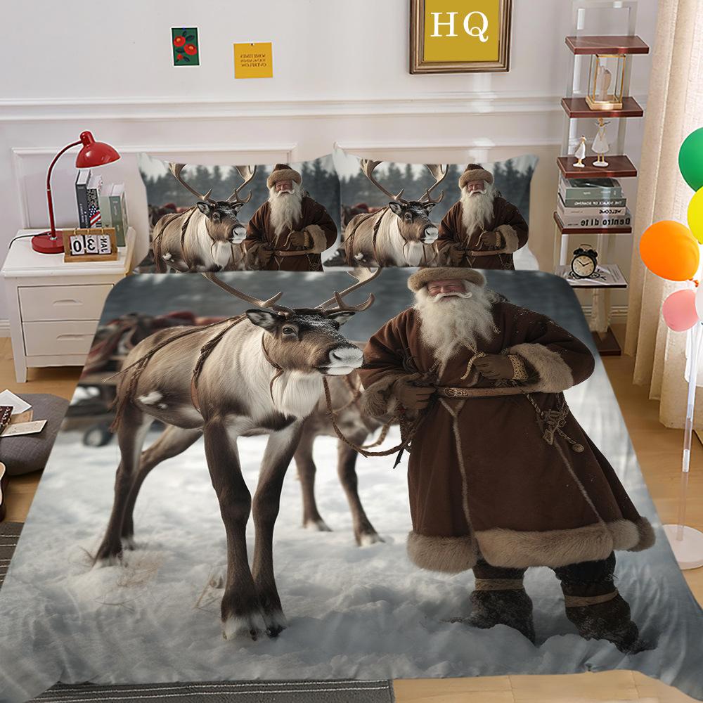 

Наволочка из полиэстера с 3D-принтом «Санта-Лось», пододеяльник, набор из двух или трех предметов в наличии EU Single 135*200