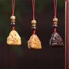 Dragon Boat Festival Scholar Zongzi Keychain Pendant - Wood Carving Handicraft Gift
