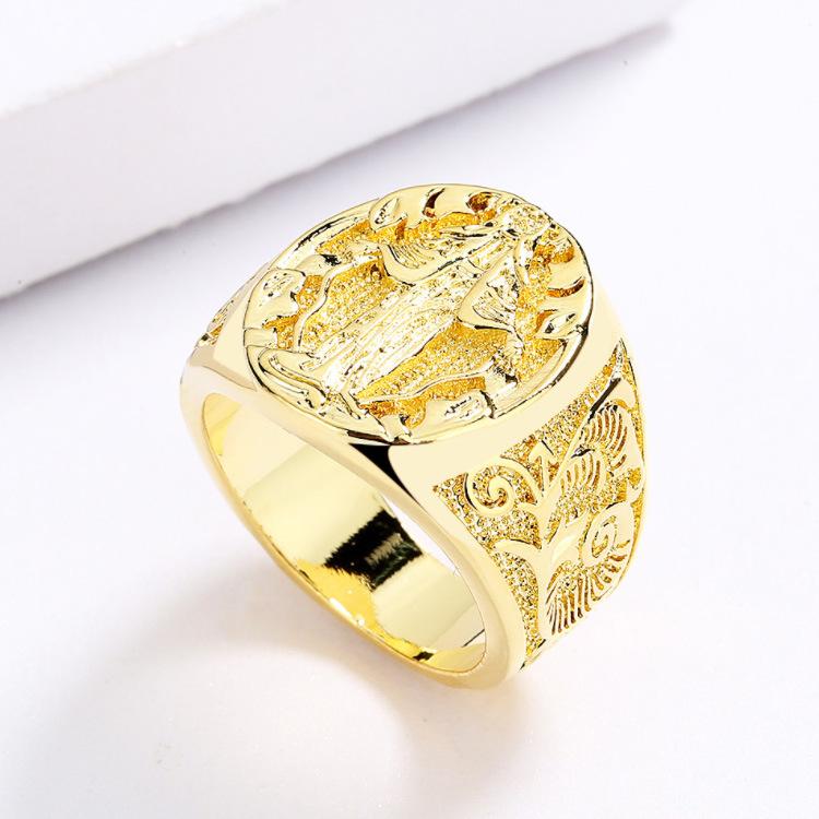 Europäischer und N Beliebter Marien-Segnungs-Abzeichenring Geschnitzte Persönlichkeit Übertriebener Schmuck