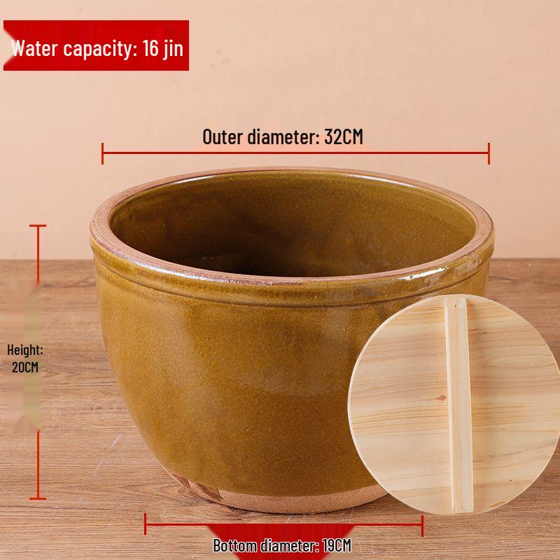 Traditional Ceramic Water Jar for Pickling, Rice Wine Fermentation, or Flour Storage