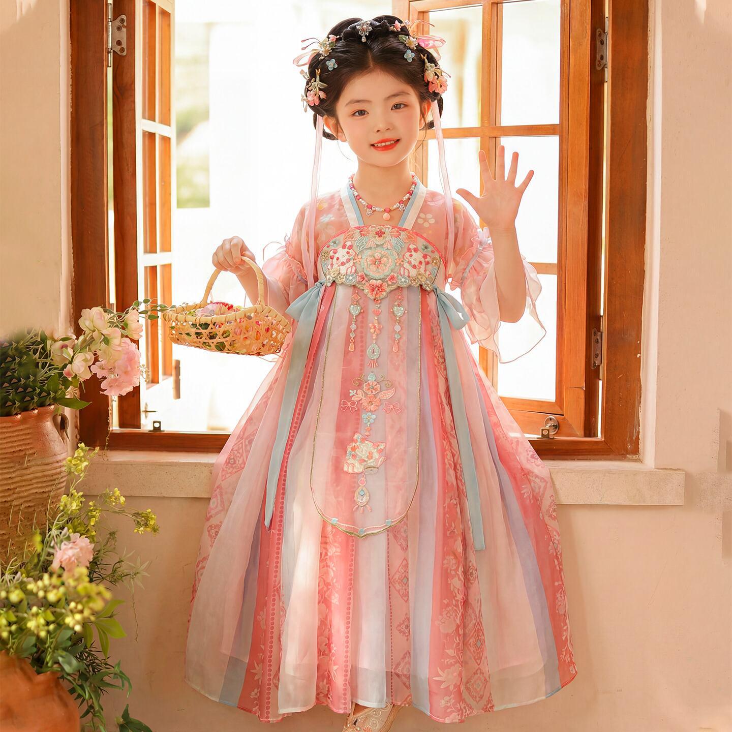 2026 New Hanfu Princess Dress: Summer Chinese Style for Girls 150