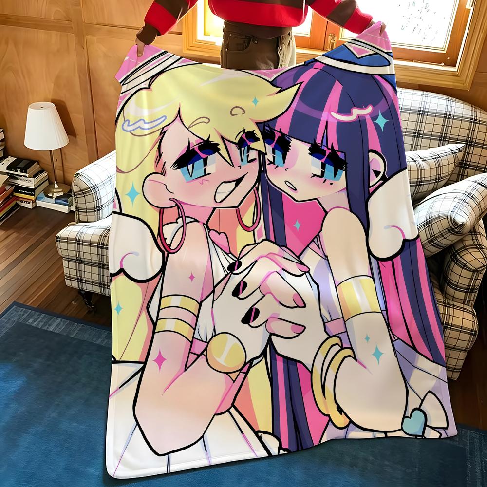 Anime P-Panty S-Stocking Throw Flannel Cozy Print Blanket, Portable, Durable Machine Washable Cute Cool