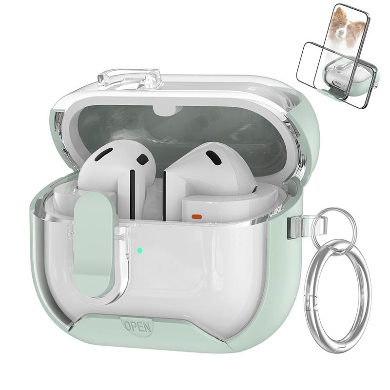 

Secure Lock Case for Samsung Galaxy Buds 3/3Pro Case with Phone Stand Protective Case with Cleaner Kit for Samsung Galaxy Buds 3 For Galaxy Buds 3Pro зелений