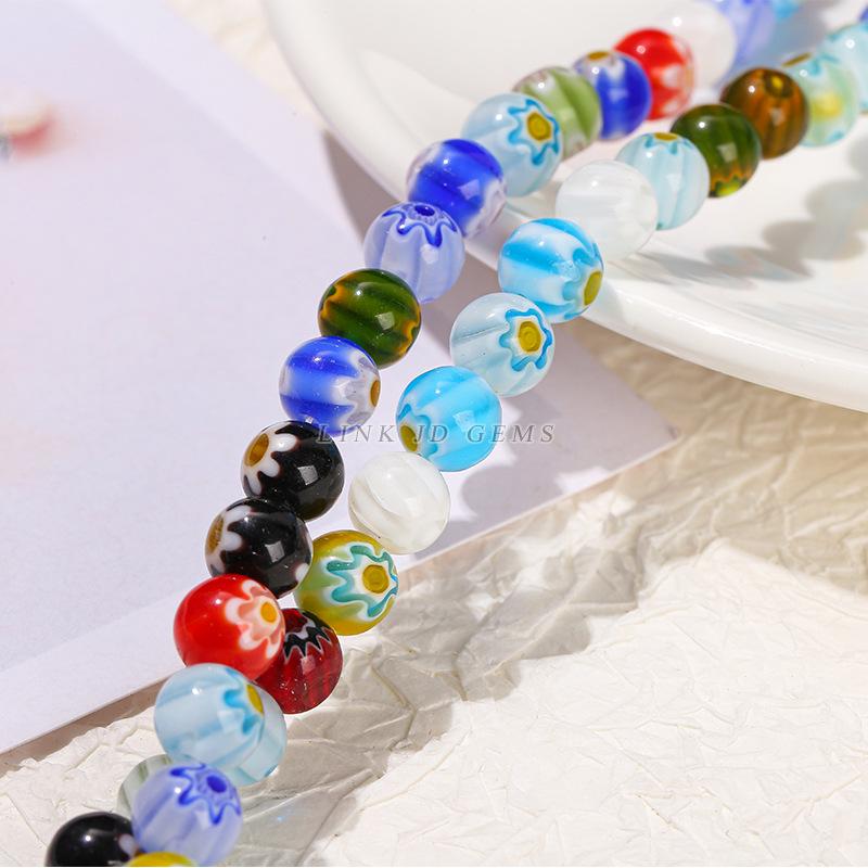 Millefiori Glass Flower Bead Bracelet - DIY Jewelry Crafts