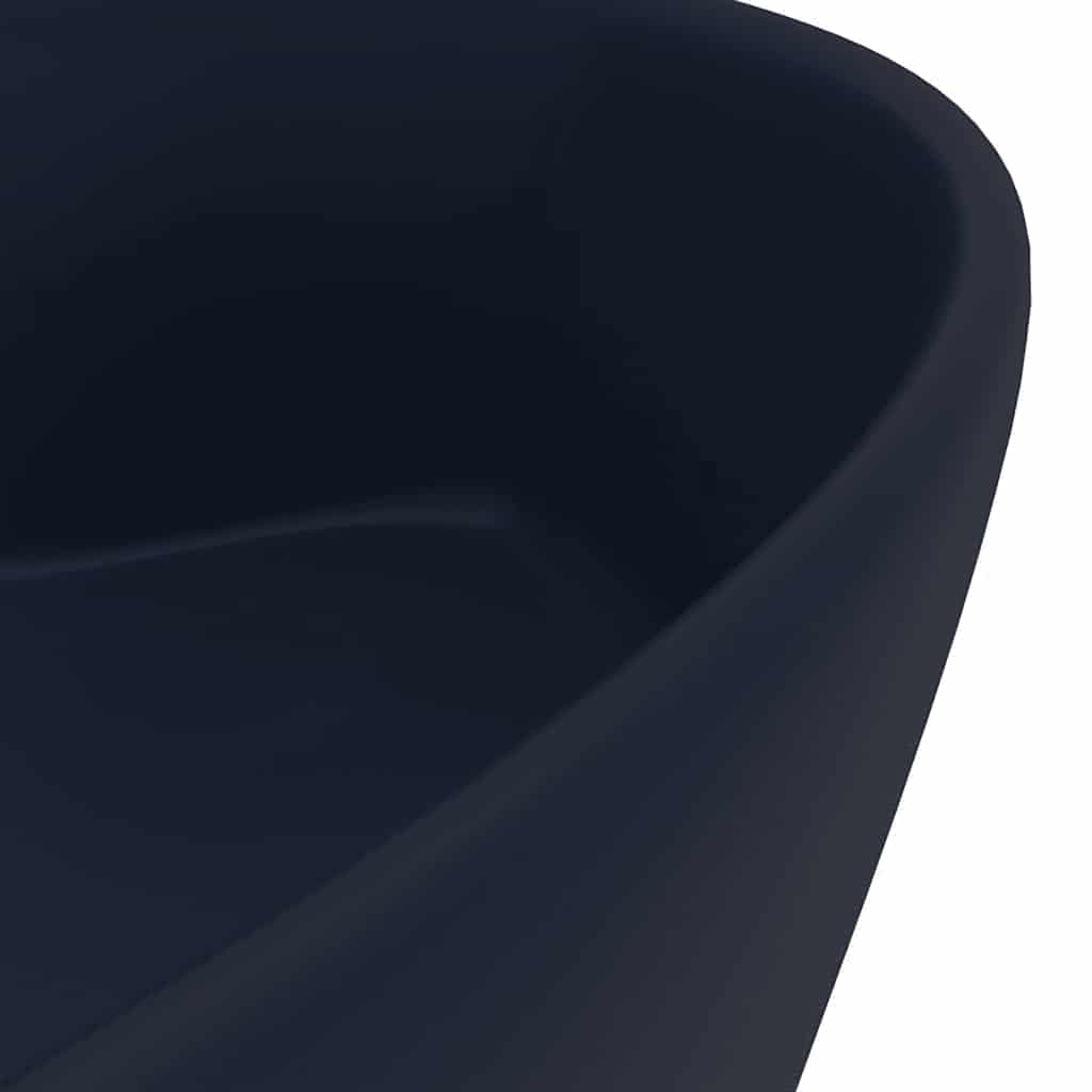 Vidaxl Sink with Overflow, Matte Navy Blue, 36X13 Cm, Ceramic