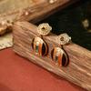 SUYU Jewelry Geometry Enamel Micro Inlaid Zircon  New Trend Vintage Earrings Elegant Quality Middle Ages Earrings