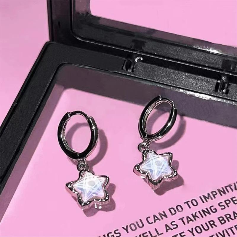 Shining Colorful Moonlight Stone Star Gothic Cute Dream Fairy Pendant Earrings for Egirl Y2K EMO 2000s Harajuku Vintage